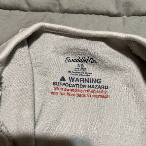 Swaddle Me Newborn NB Swaddling Sleep Sack Full Zip Soft Gray Stars & Clouds - Picture 5 of 8